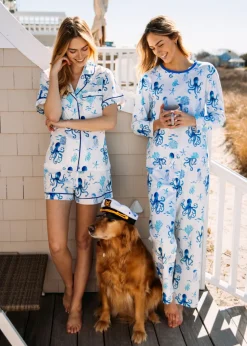 Kiel James Patrick Octopus Garden Drawstring Shorts Pajama Set^Women Pajamas